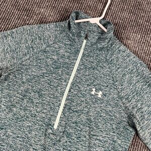 Under Armour Shirt Pullover Womens Medium Blue Long Sleeve 1/4 Zip Heat Gear